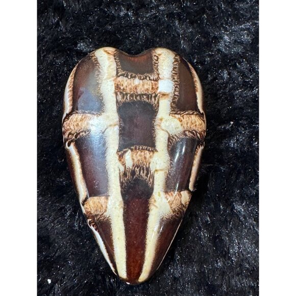 Vintage Wall Vase Other - Vintage Wall Vase Ceramic Heart-Shaped Brown & Cream Pattern #358
